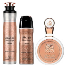 Lattafa Fakhar Woman gift set - EDP 100 ml + Perfumed Spray 200 ml + Room Fr